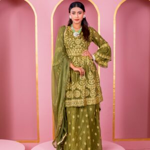 রেডিমেড জর্জেট এমব্রয়ডারি পার্টি ড্রেস