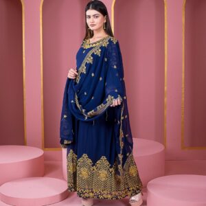 রেডিমেড জর্জেট এমব্রয়ডারি পার্টি ড্রেস