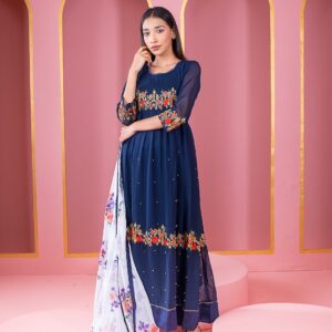 রেডিমেড জর্জেট এমব্রয়ডারি পার্টি ড্রেস