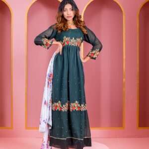 রেডিমেড জর্জেট এমব্রয়ডারি পার্টি ড্রেস